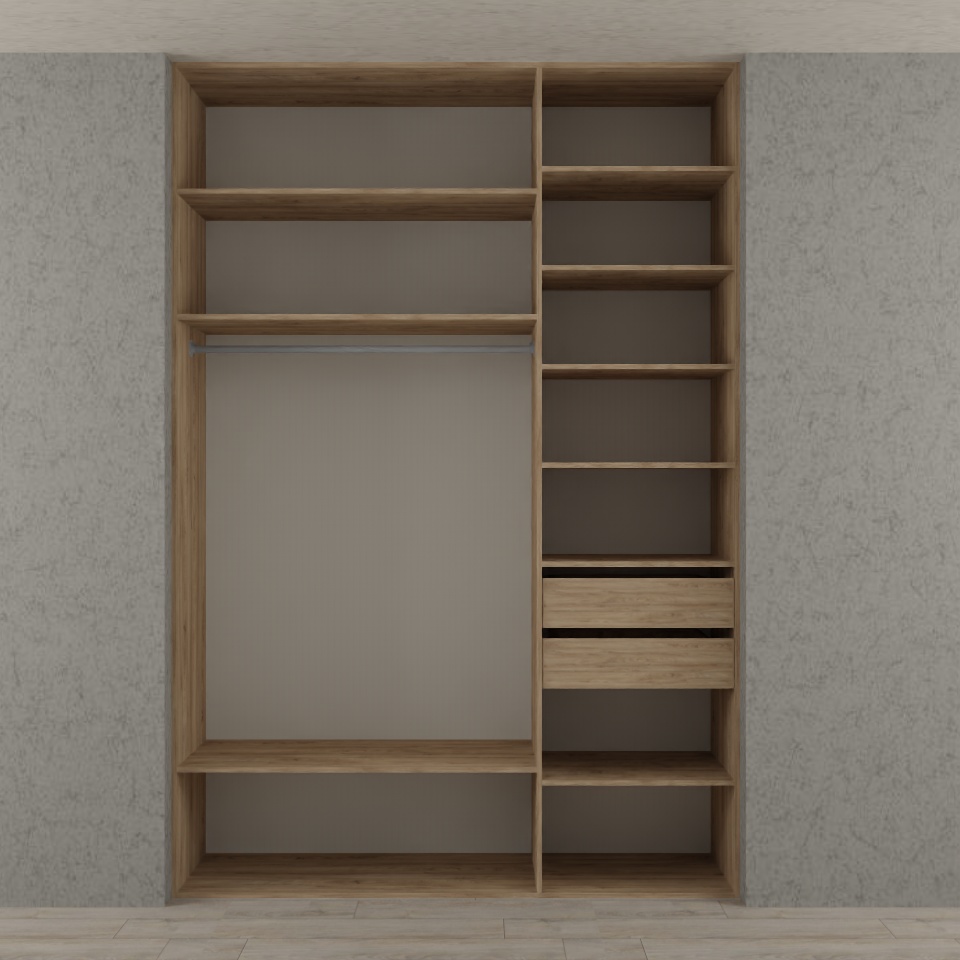 Белогородка ᐈ Чайки ᐈ 3D-проект двухдверного встроенного шкафа-купе на заказ